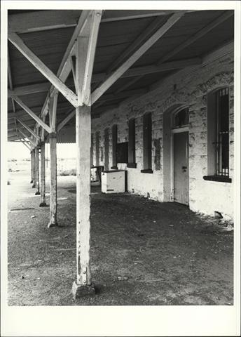 Angled view of platform showing detail of verandah posts