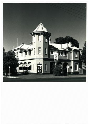 Front corner elevation of building