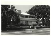 Angled front elevation of building