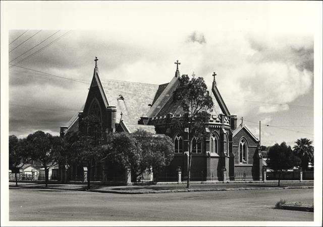 Corner elevation of building from East