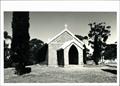 Angled front elevation of church