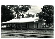 Platform elevation with rails in foreground