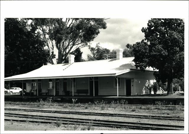 Platform elevation with rails in foreground