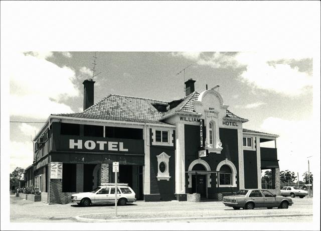 Angled front elevation of building