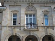 Front elevation showing relief carving and other detailing