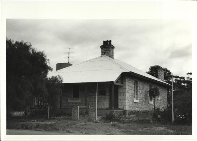 Angled front elevation of building