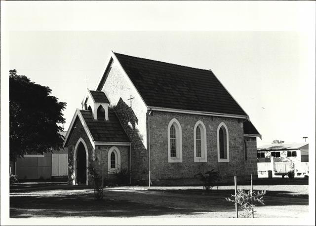 Corner elevation of church
