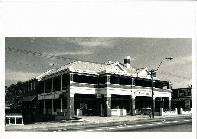 Angled front elevation of building