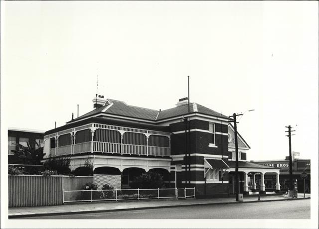 Rear corner elevation of building from Gordon Street