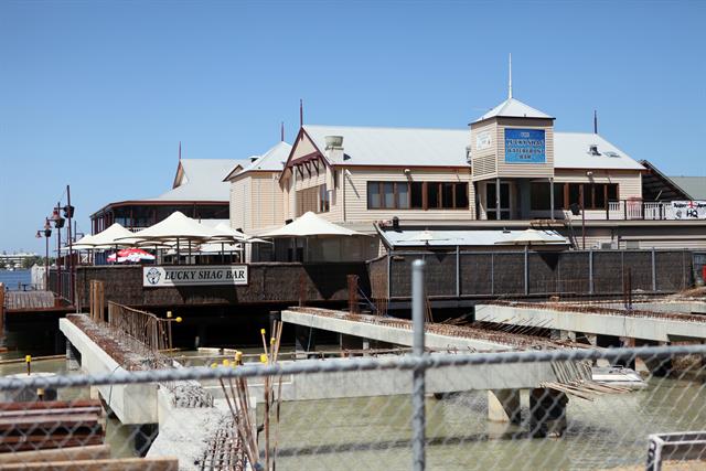 Barrack Square buildings (with construction work in foreground), as viewed from