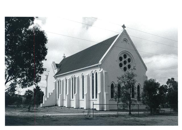 East front corner elevation of church