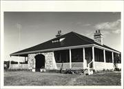 Angled front elevation of building