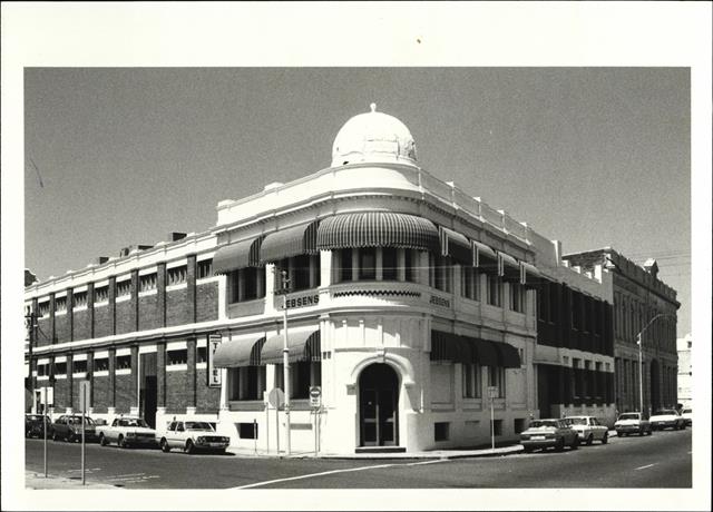 Front corner elevation of building