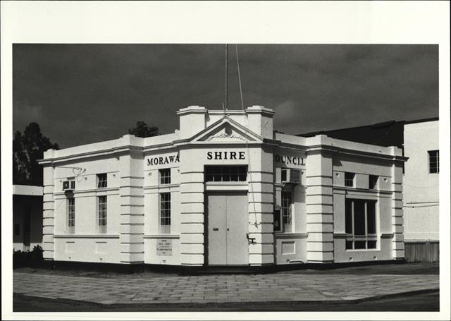 Front corner elevation of shire office