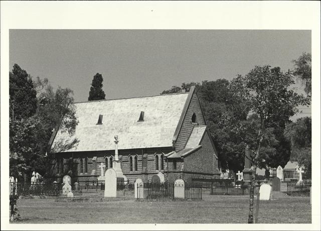 Angled side elevation of church from North east