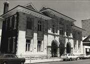 Angled front elevation of building