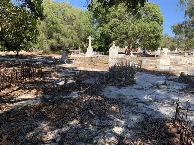 North Cemetery - Graves in 'Historical' section, showing fallen Monument