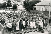 Primary School students in school yard c1950