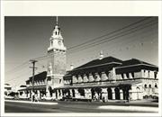 Angled front elevation of building