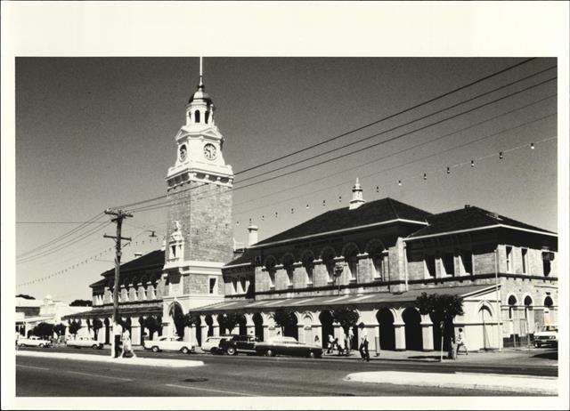 Angled front elevation of building