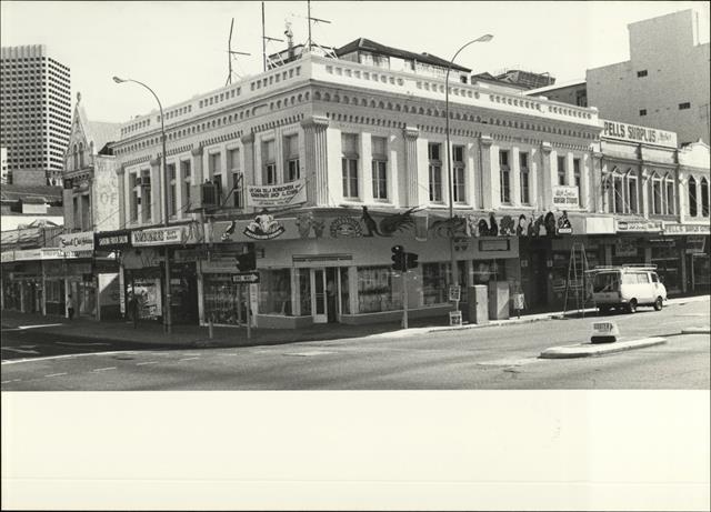 Front corner elevation of building