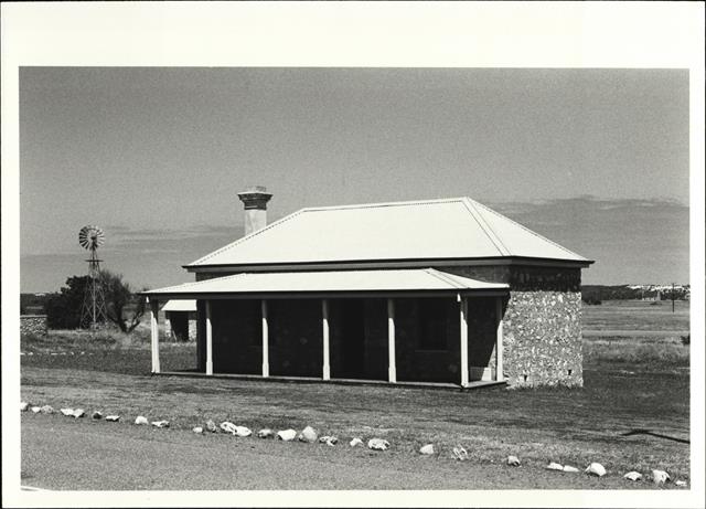 Angled front elevation of building