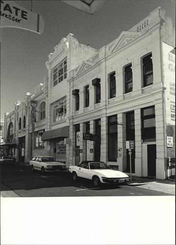 Angled front elevation of building façade