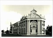 Front corner elevation of building