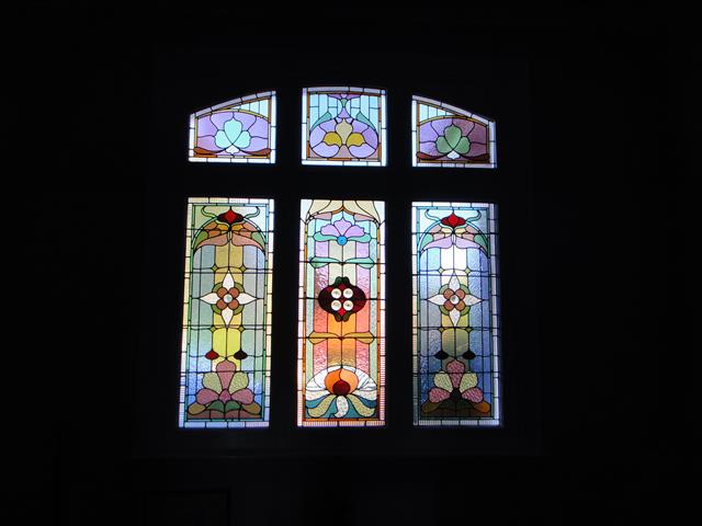 Stained Glass window at top of stairs