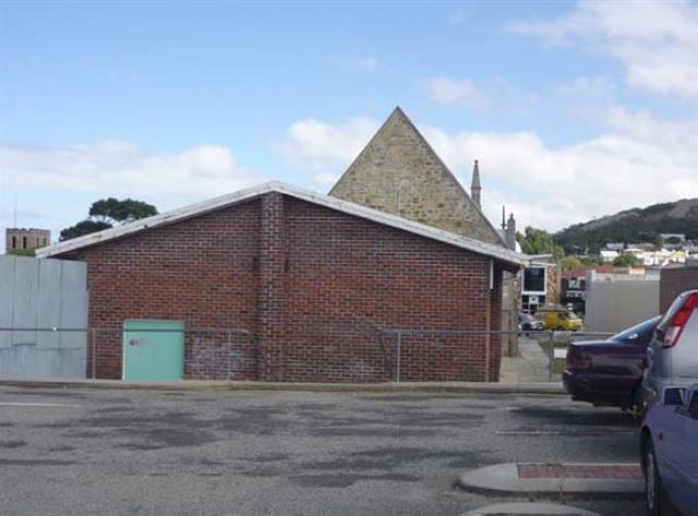 Rear elevation showing hall addition