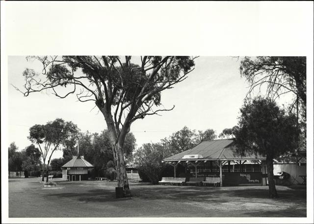 Corner elevation of two refreshment kiosks