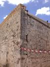 South East Corner, detail of cracks at high level. corner, unsupported