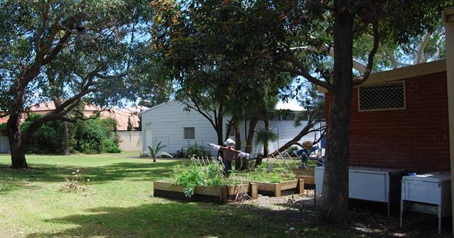 Guide Hall, vegetable garden & Brick extension to Scout Shed