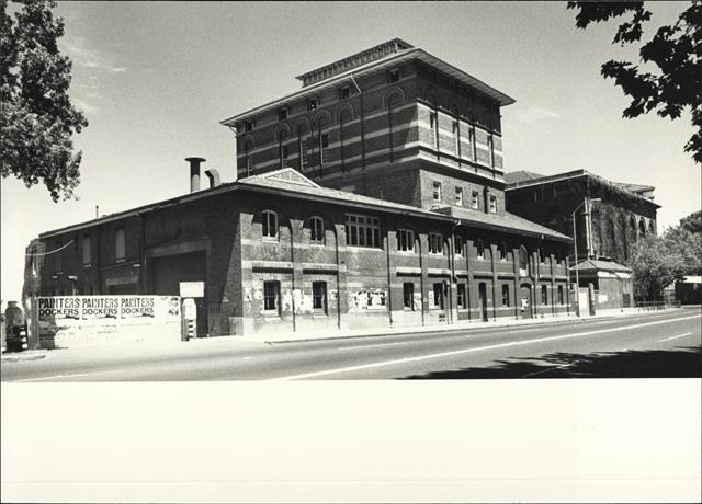 Corner elevation of brewery from East