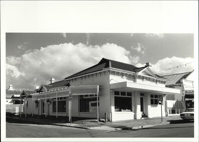 Front corner elevation of building