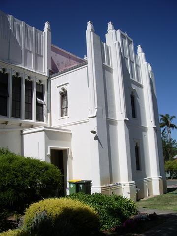 Front corner elevation of the church