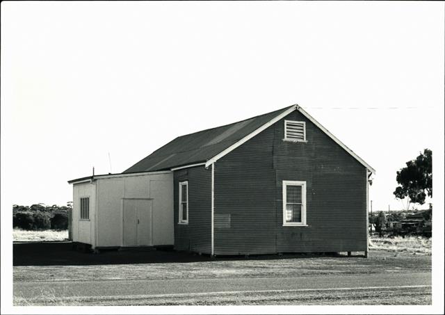 Angled front elevation of building