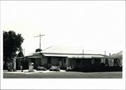 Angled front elevation of building