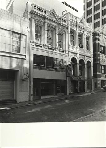 Angled front elevation of building façade