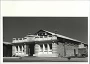 Angled front elevation of building