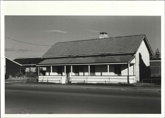 Angled front elevation of building