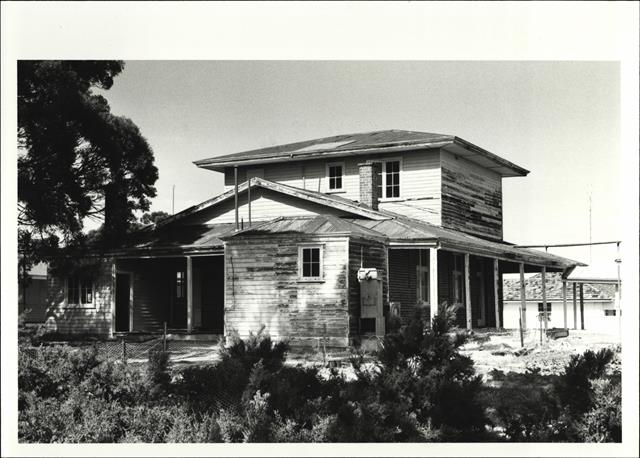 Corner elevation of oldest visible building