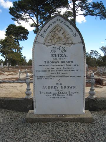 Headstone of Eliza and Aubrey Brown