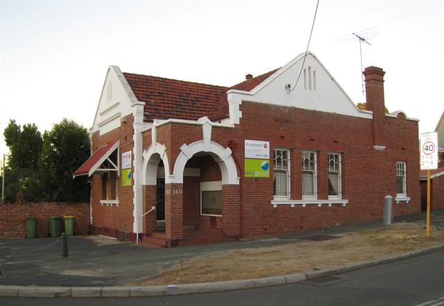 View showing corner entrance and detailing