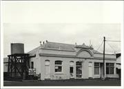 Angled front elevation of building