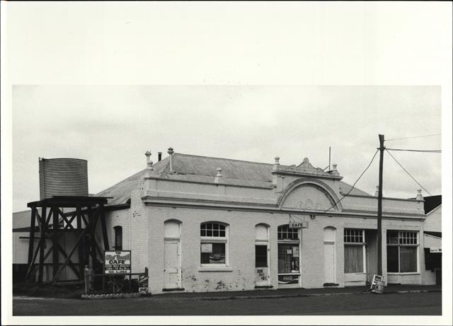 Angled front elevation of building