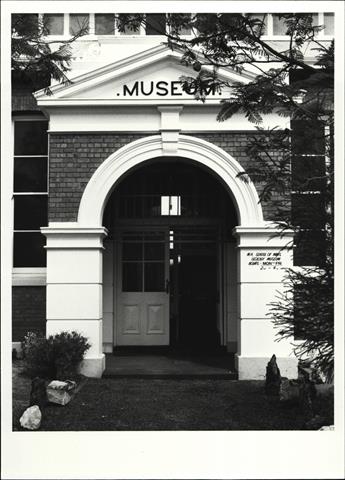 Detail of school and museum entrance