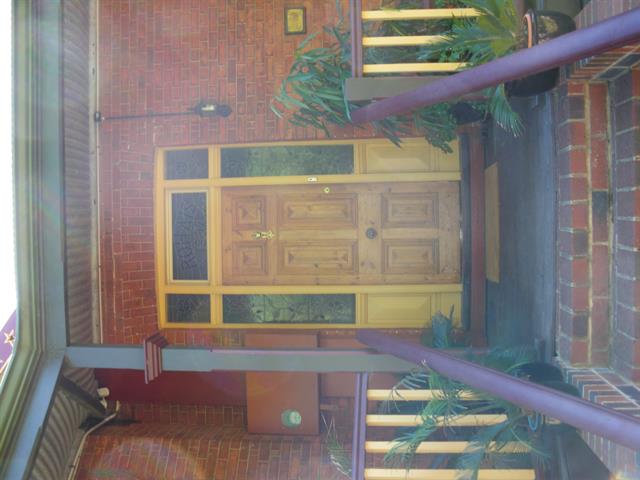 Front door with stained window