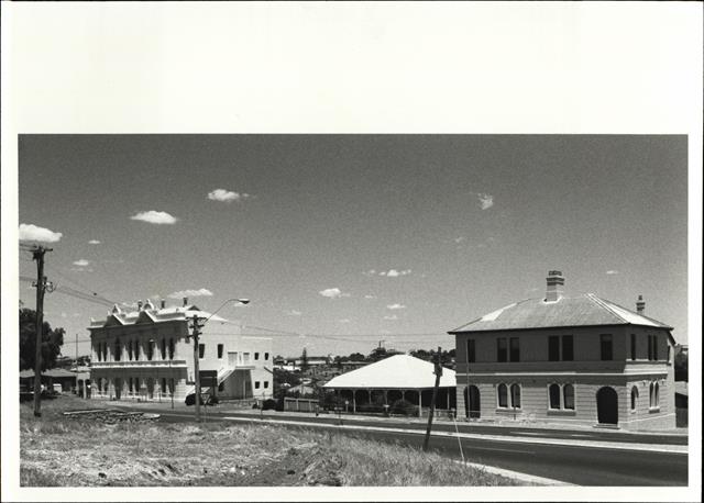 Streetscape view of buildings
