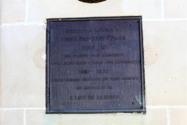 Edith Dircksey Cowan Memorial plaque
